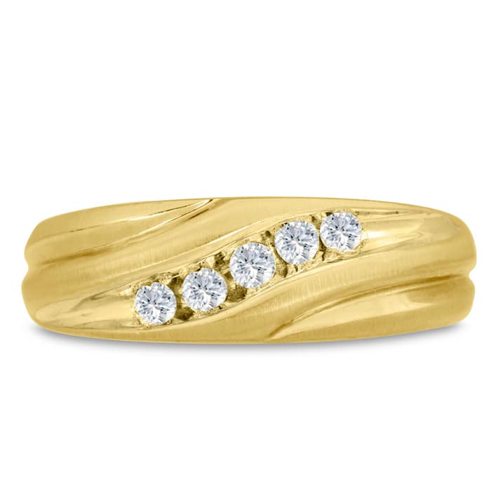 Men's 1/4ct Diamond Ring In 10K Yellow Gold