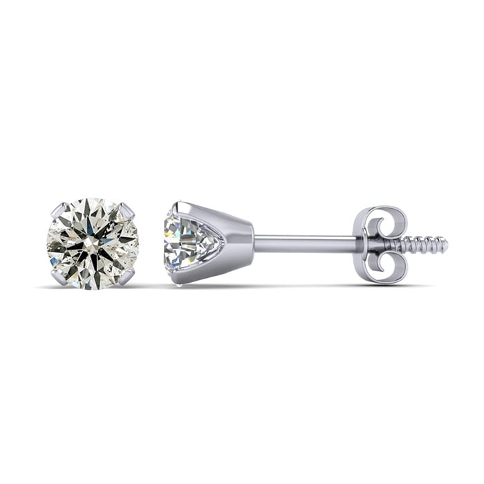 1 Carat Diamond Stud Earrings In 14 Karat White Gold