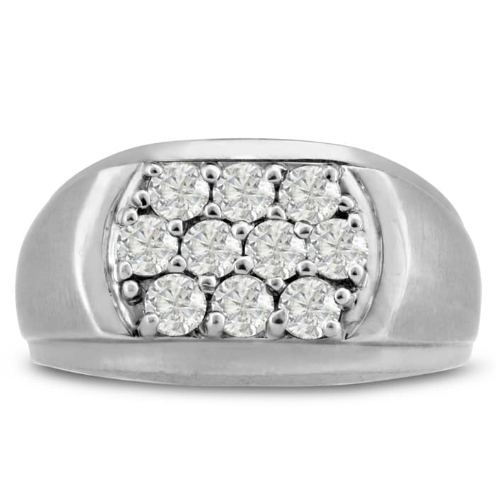 Men's 1ct Diamond Ring In 10K White Gold