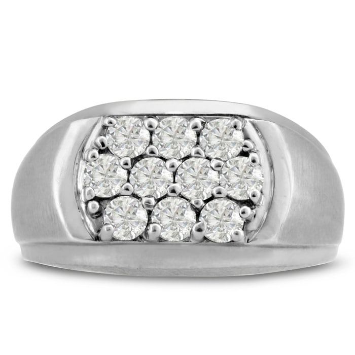 Men's 1ct Diamond Ring In 14K White Gold