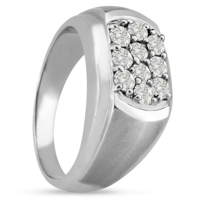 Men's 1ct Diamond Ring In 14K White Gold