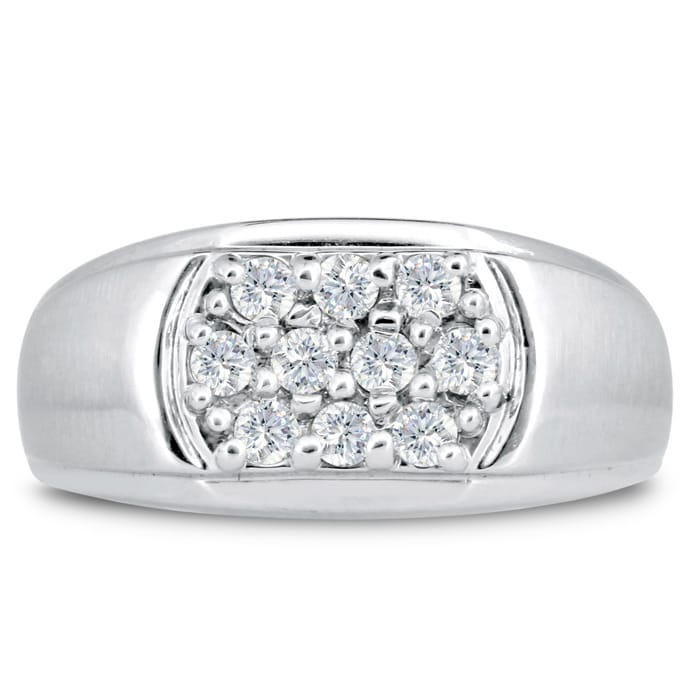 Men's 1/2ct Diamond Ring In 10K White Gold