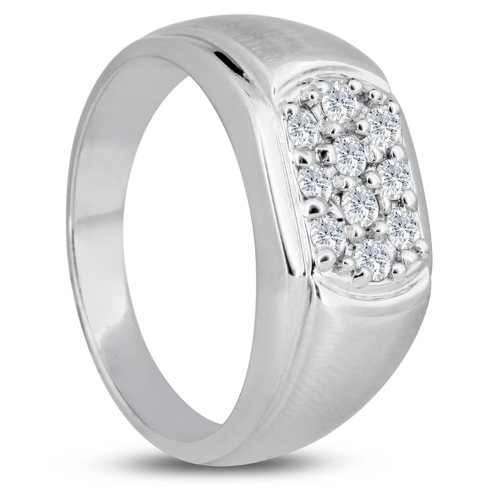 Men's 1/2ct Diamond Ring In 10K White Gold