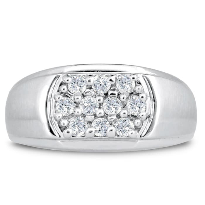 Men's 1/2ct Diamond Ring In 14K White Gold