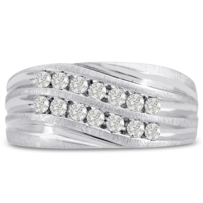 Men's 1/2ct Diamond Ring In 10K White Gold