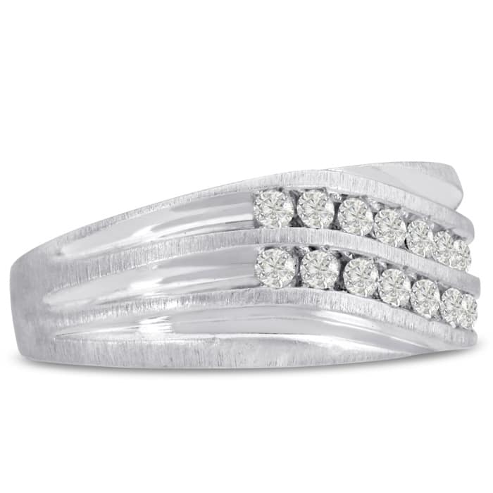Men's 1/2ct Diamond Ring In 10K White Gold