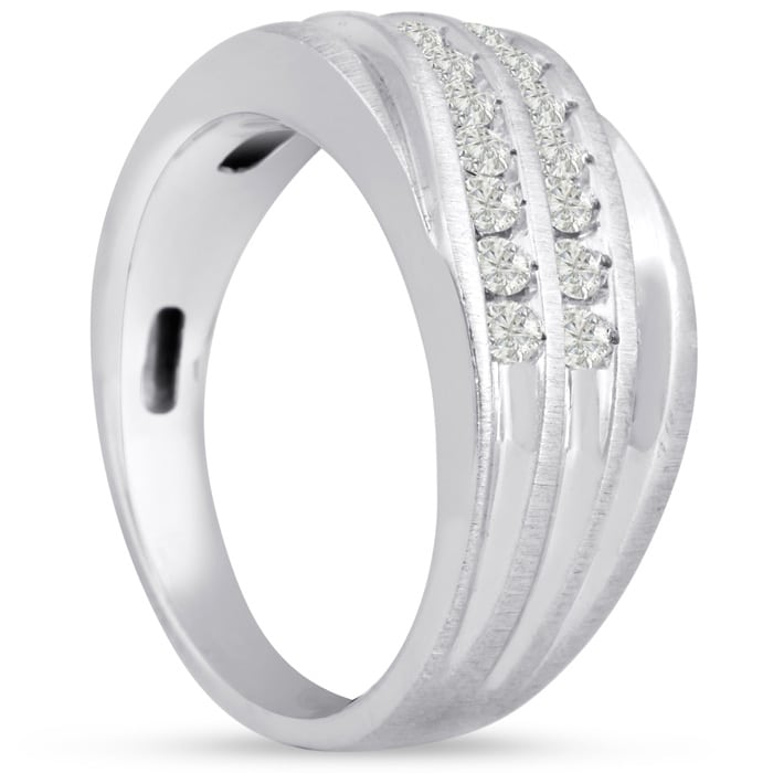 Men's 1/2ct Diamond Ring In 10K White Gold