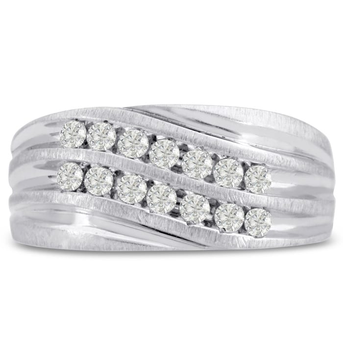 Men's 1/2ct Diamond Ring In 14K White Gold