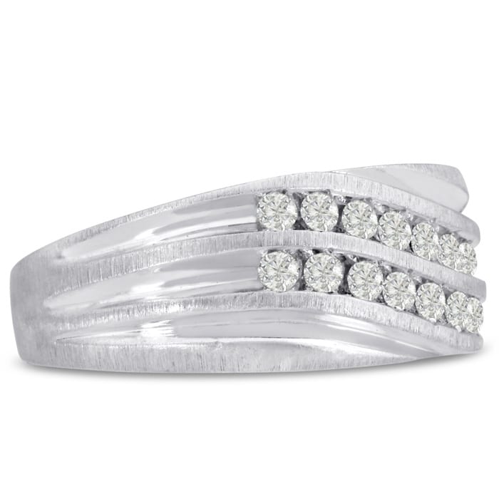 Men's 1/2ct Diamond Ring In 14K White Gold