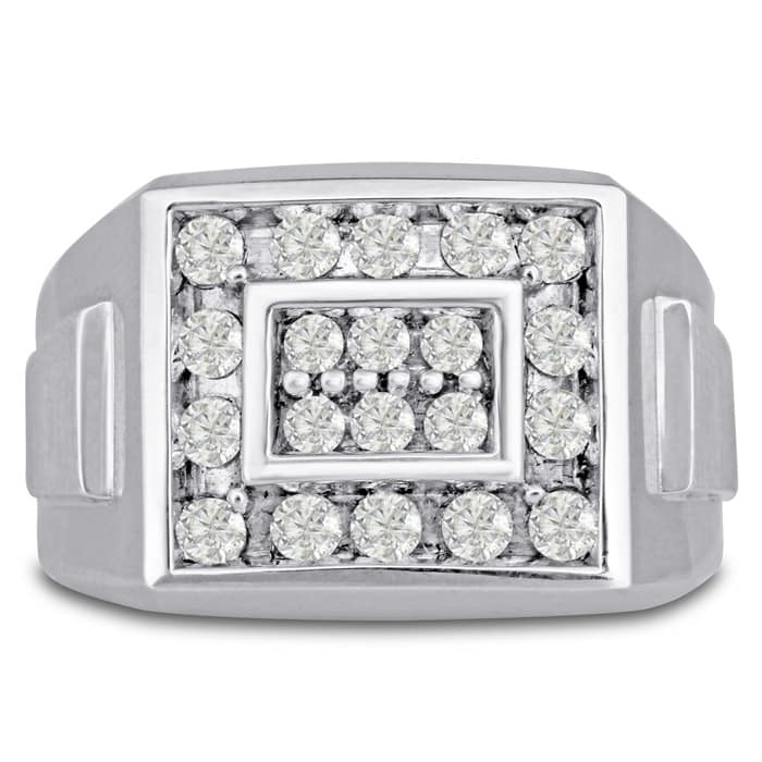 Men's 1ct Diamond Ring In 10K White Gold