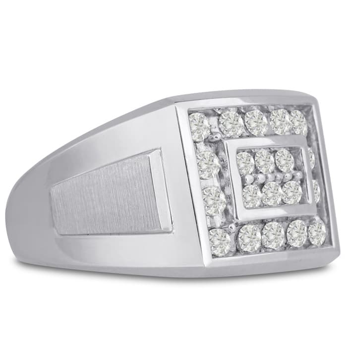 Men's 1ct Diamond Ring In 10K White Gold
