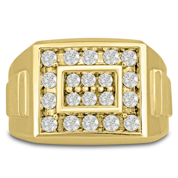 Men's 1ct Diamond Ring In 14K Yellow Gold