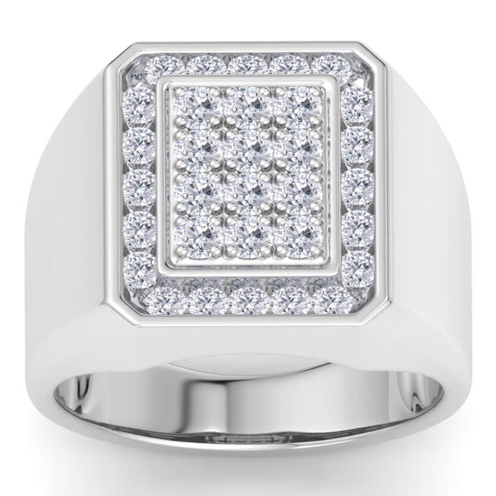 Men's 1ct Diamond Ring In 10K White Gold