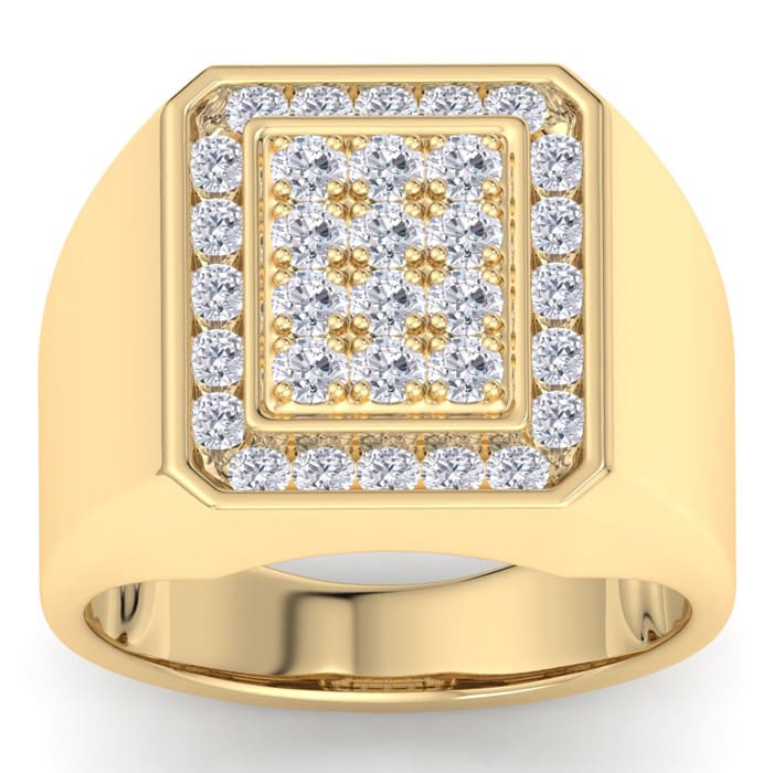 Men's 1ct Diamond Ring In 14K Yellow Gold
