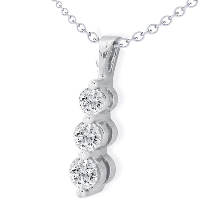 1/4ct Three Diamond Drop Style Diamond Pendant In 10k White Gold