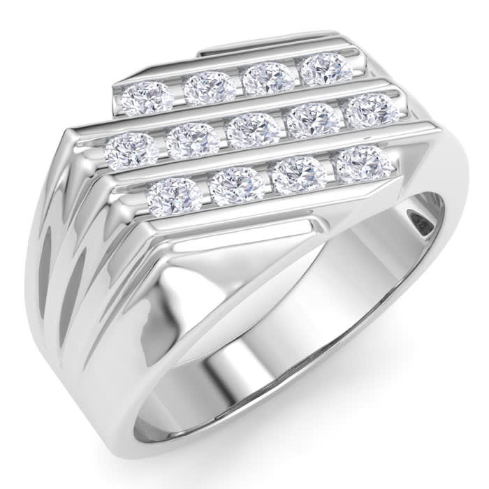 Men's 1/2ct Diamond Ring In 10K White Gold