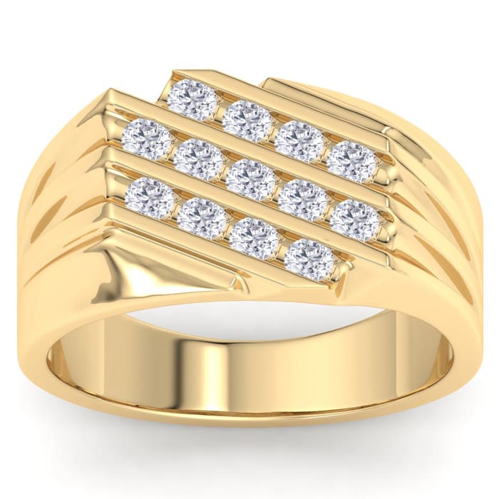 Men's 1/2ct Diamond Ring In 14K Yellow Gold