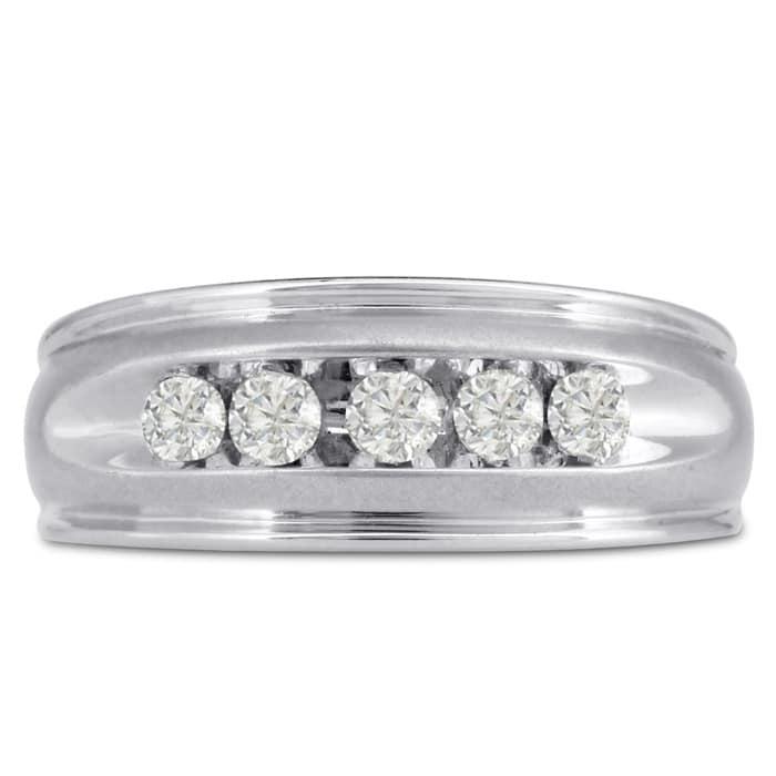 Men's 1/2ct Diamond Ring In 10K White Gold