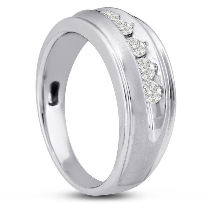 Men's 1/2ct Diamond Ring In 14K White Gold