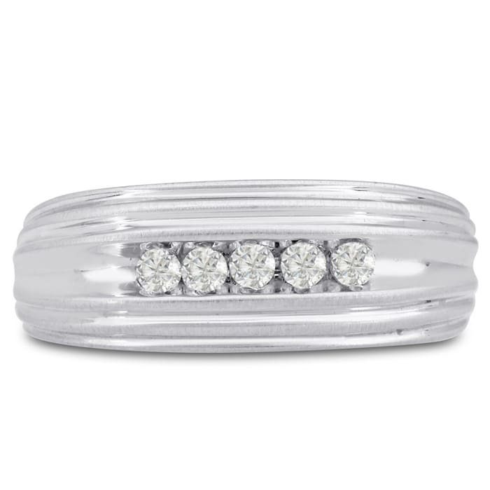 Men's 1/4ct Diamond Ring In 10K White Gold
