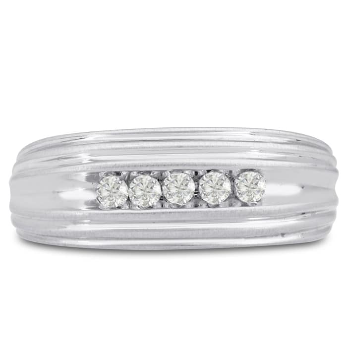Men's 1/4ct Diamond Ring In 14K White Gold