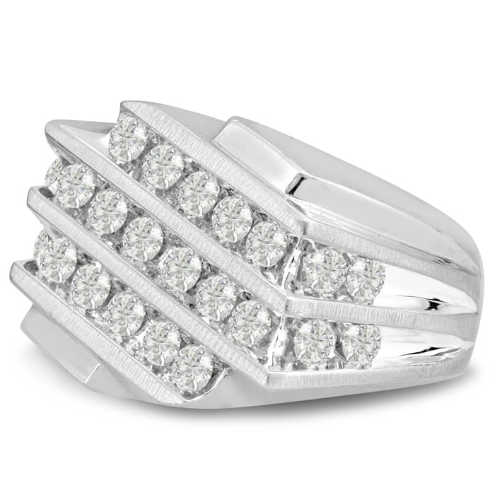 Men's 1 1/4ct Diamond Ring In 10K White Gold