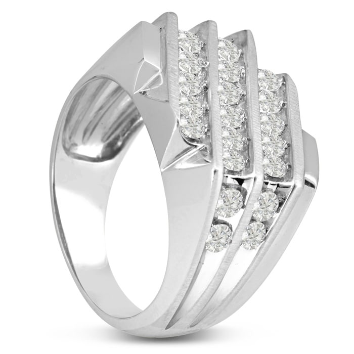Men's 1 1/4ct Diamond Ring In 14K White Gold