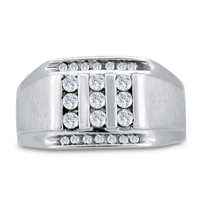 Men's 1/2ct Diamond Ring In 14K White Gold