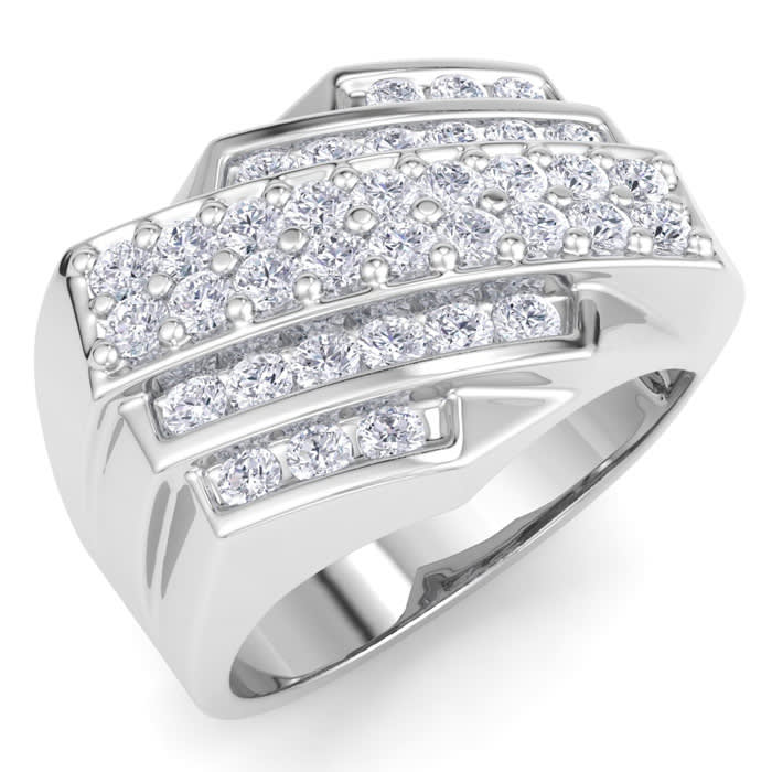 Men's 1ct Diamond Ring In 10K White Gold