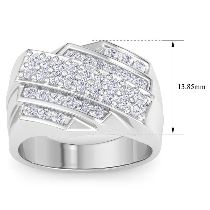 Men's 1ct Diamond Ring In 10K White Gold