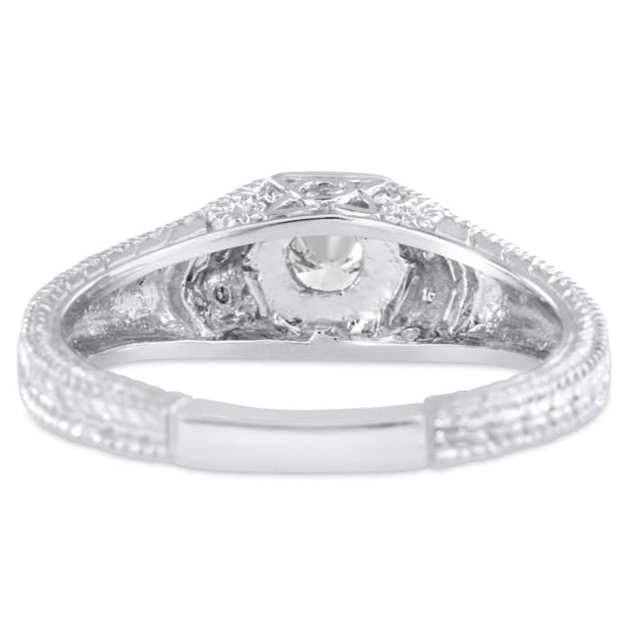 Antique 1/3 Carat Diamond Engagement Ring In 14 Karat White Gold. Also Available in Yellow and Rose.