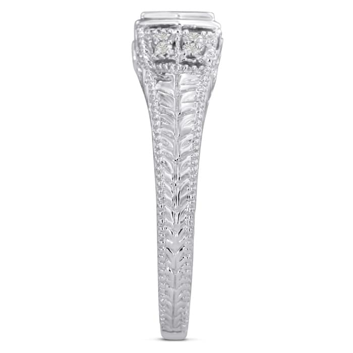 Antique 1/3 Carat Diamond Engagement Ring In 14 Karat White Gold. Also Available in Yellow and Rose.