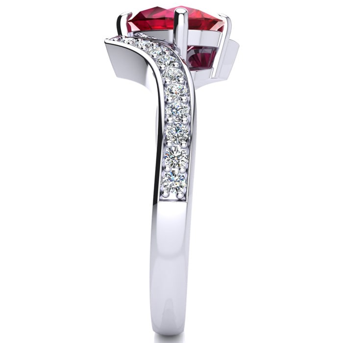 1 1/5ct Oval Ruby And Diamond Ring In 14 Karat White Gold