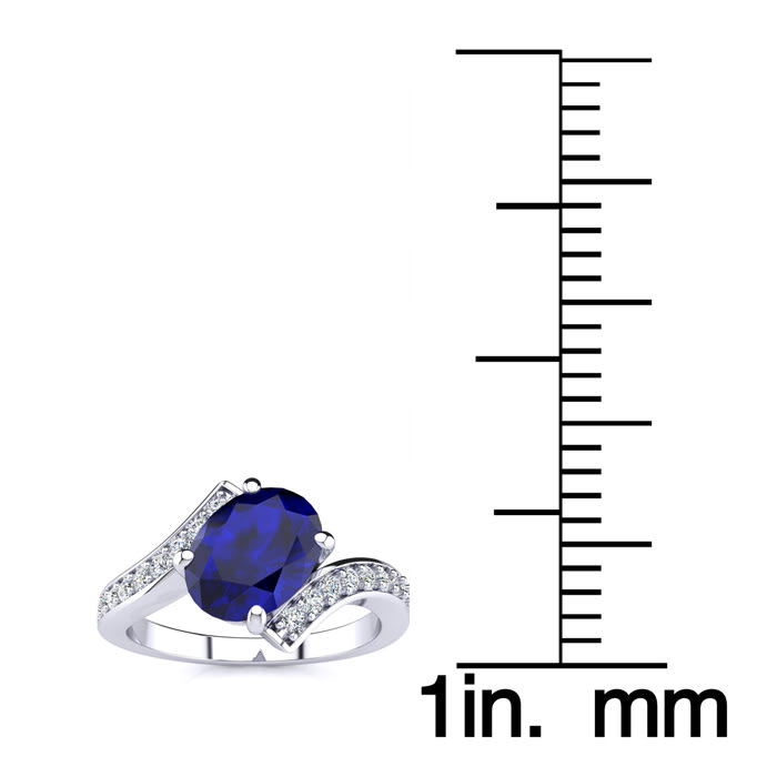 1 1/5ct Oval Sapphire And Diamond Ring In 14 Karat White Gold