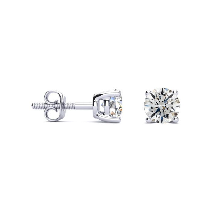 1 Carat Diamond Stud Earrings In 14 Karat White Gold