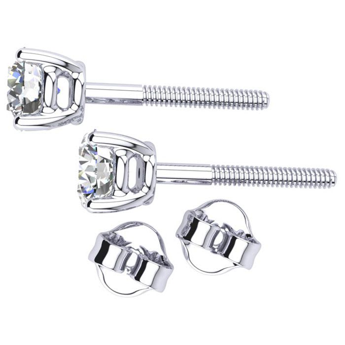 1/2 Carat Diamond Stud Earrings In 14 Karat White Gold