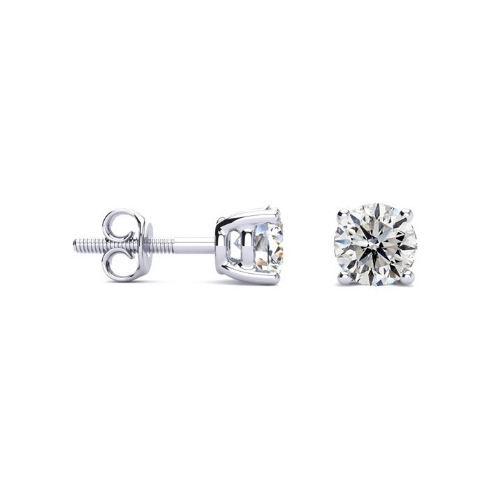 1 Carat Diamond Stud Earrings In 14 Karat White Gold