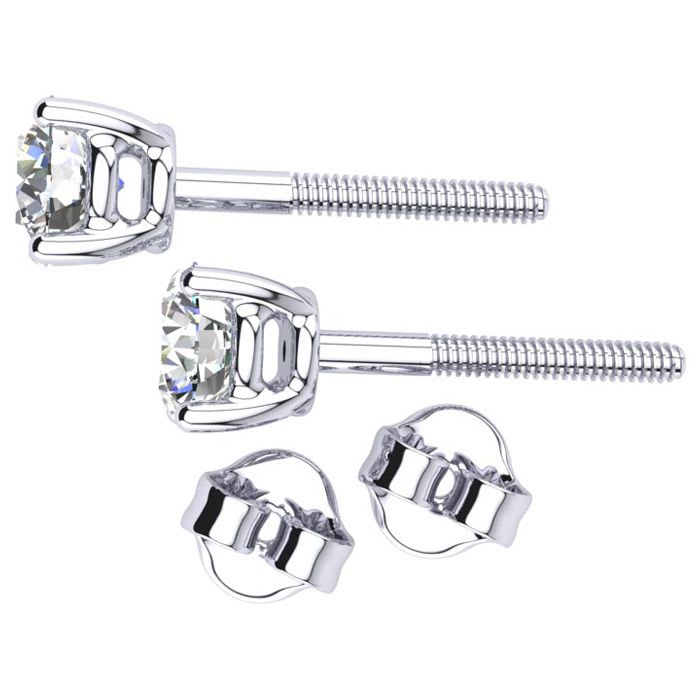 1 Carat Diamond Stud Earrings In 14 Karat White Gold