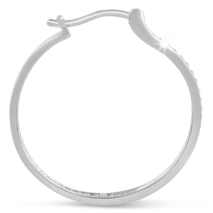 Platinum Plated 1/4 Carat Diamond Hoop Earrings, Perfect Gift!