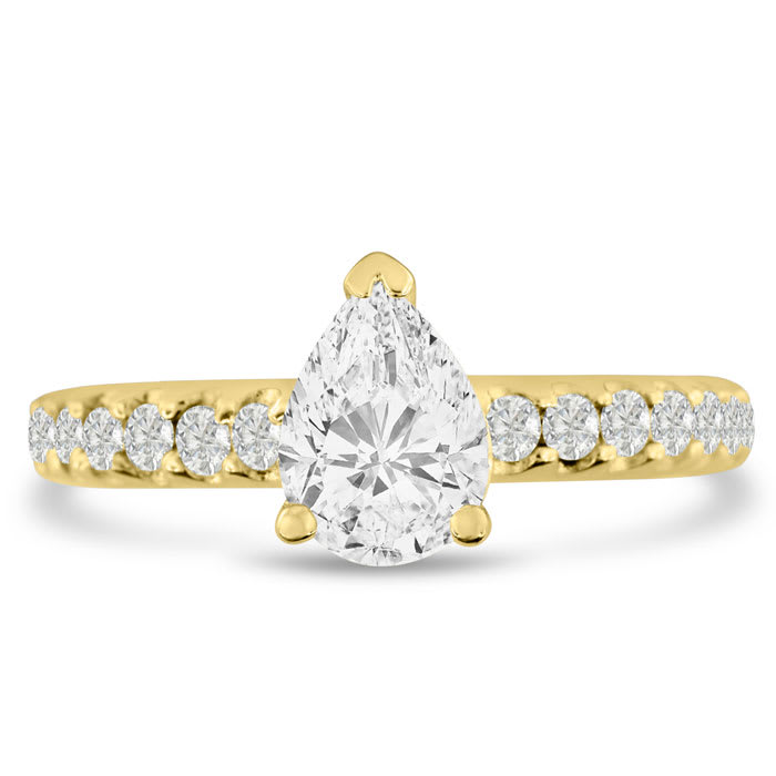 1 1/2ct Pear Shaped Diamond Engagement Ring Crafted in 14 Karat Yellow Gold