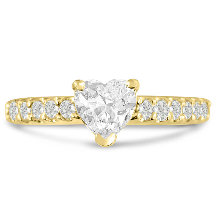 1 1/3ct Heart Shaped Diamond Engagement Ring Crafted in 14 Karat Yellow Gold