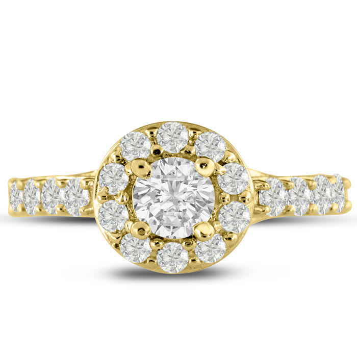 1 1/2ct Halo Diamond Engagement Ring Crafted in 14 Karat Yellow Gold