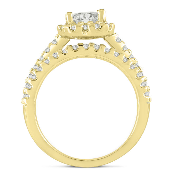 1 2/3 Carat Heart Halo Diamond Engagement Ring in 14 Karat Yellow Gold