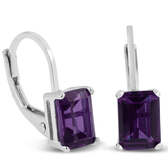 Amethyst Earrings February Birthstone 2ct Purple Amethyst Drop