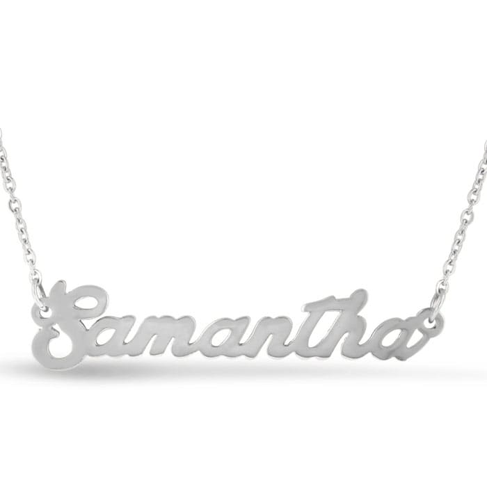 Samantha Nameplate Necklace In Silver