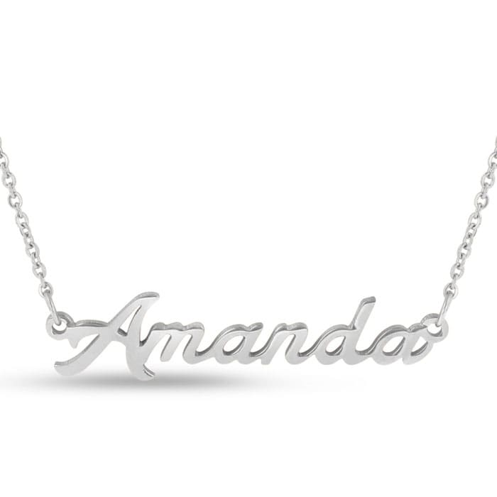 Amanda Nameplate Necklace In Silver