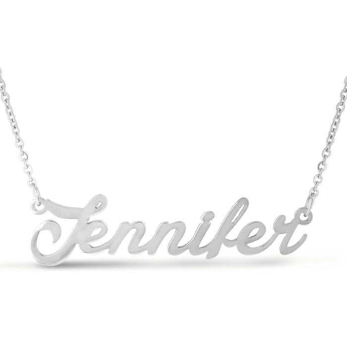 Jennifer Nameplate Necklace In Silver