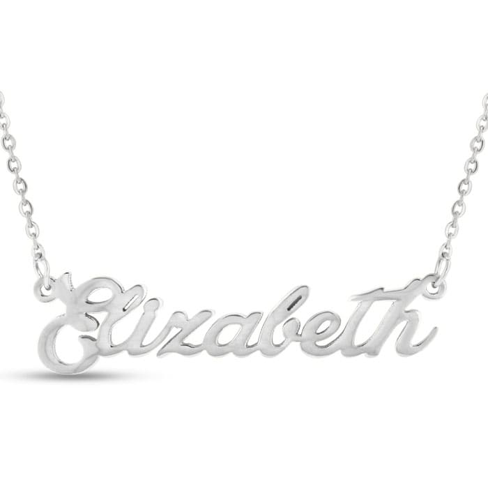Elizabeth Nameplate Necklace In Silver