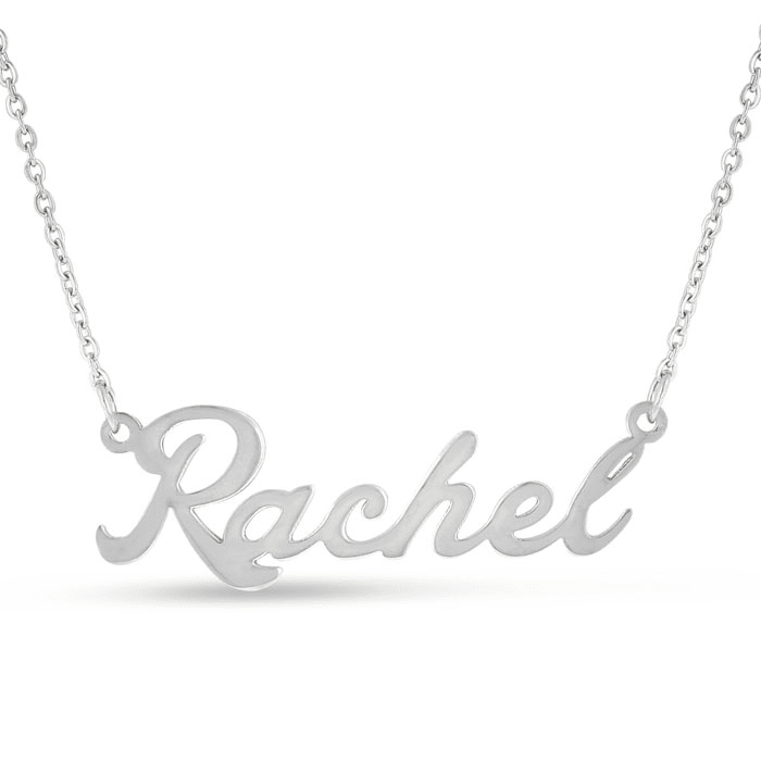Rachel Nameplate Necklace In Silver