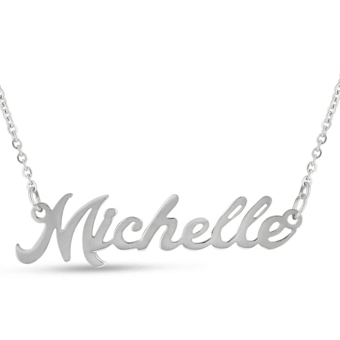 Michelle Nameplate Necklace In Silver